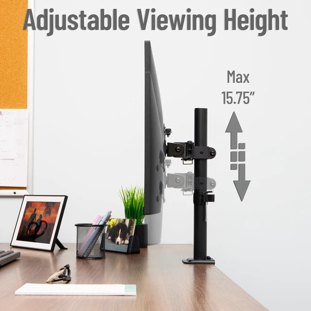 Alt view image 5 of 7 - Single Monitor Desk Mount for 1332 Inch Screens, Adjustable Arm with 180° Rotation, ±90° Swivel, ±45° Tilt, VESA 75x75/100x100, Integrated Cable Management, Up to 17.6 lbs Load, Black