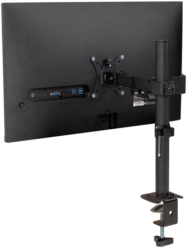 Main image of Single Monitor Desk Mount for 1332 Inch Screens, Adjustable Arm with 180° Rotation, ±90° Swivel, ±45° Tilt, VESA 75x75/100x100, Integrated Cable Management, Up to 17.6 lbs Load, Black