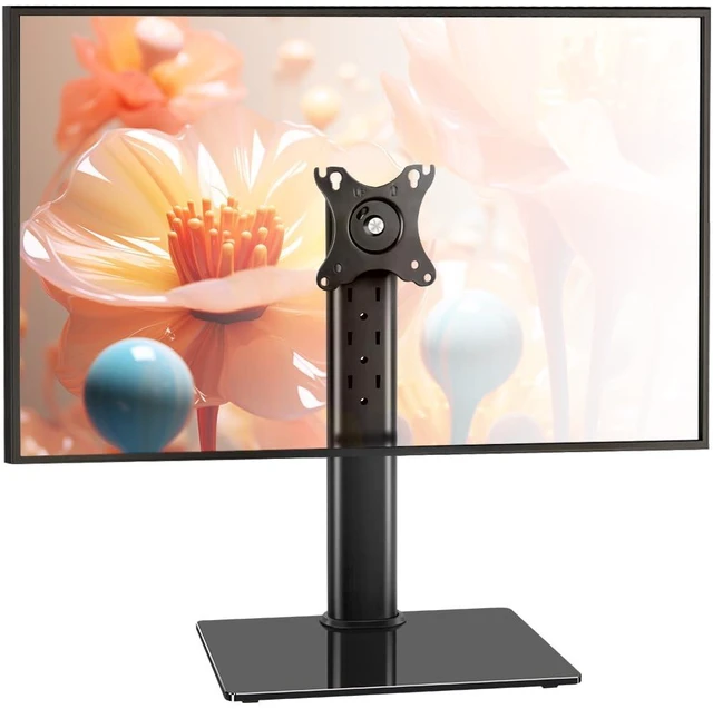 Main image of Monitor Stand for 13"32" Screens Swivel Computer Monitor Holder Freestanding 5 Height Adjustable TV Stand VESA 80x80mm/95x95mm Holds up to 77lbs