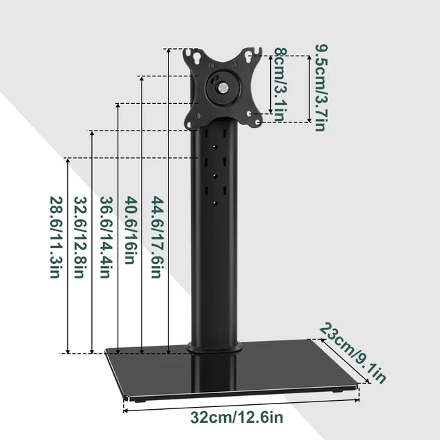Alt view image 3 of 7 - Monitor Stand for 13"32" Screens Swivel Computer Monitor Holder Freestanding 5 Height Adjustable TV Stand VESA 80x80mm/95x95mm Holds up to 77lbs