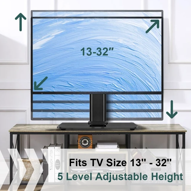 Alt view image 4 of 7 - Monitor Stand for 13"32" Screens Swivel Computer Monitor Holder Freestanding 5 Height Adjustable TV Stand VESA 80x80mm/95x95mm Holds up to 77lbs