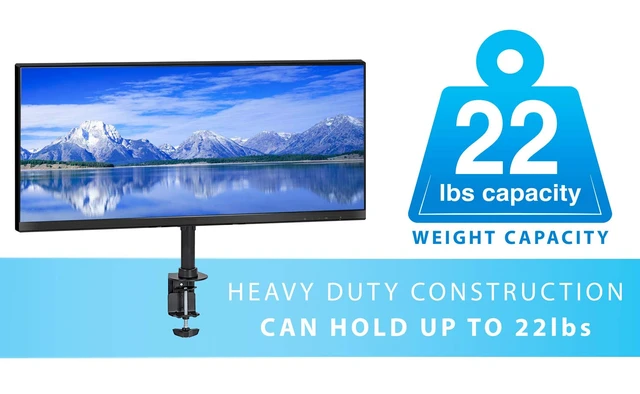 Alt view image 4 of 7 - Ultra-Wide Single Monitor Arm Desk Mount, Height Adjustable Pole Stand for 1342 Inch Screens up to 22 lbs, VESA 75x75 to 200x200, Clamp & Grommet