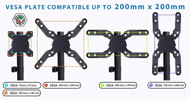 Alt view image 7 of 7 - Ultra-Wide Single Monitor Arm Desk Mount, Height Adjustable Pole Stand for 1342 Inch Screens up to 22 lbs, VESA 75x75 to 200x200, Clamp & Grommet