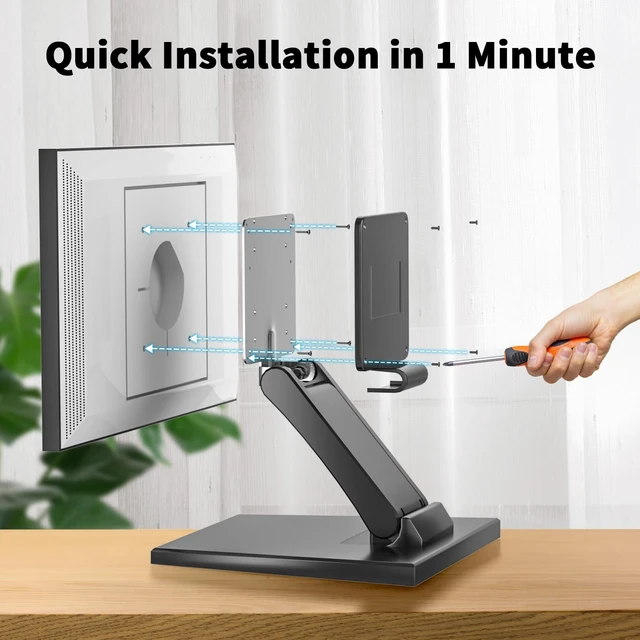 Alt view image 4 of 6 - Adjustable Foldable Single Monitor Mount, Low Profile VESA Monitor Desk Mount 75x75mm & 100x100mm, Fits 10-27 Inch LCD Touch Screens