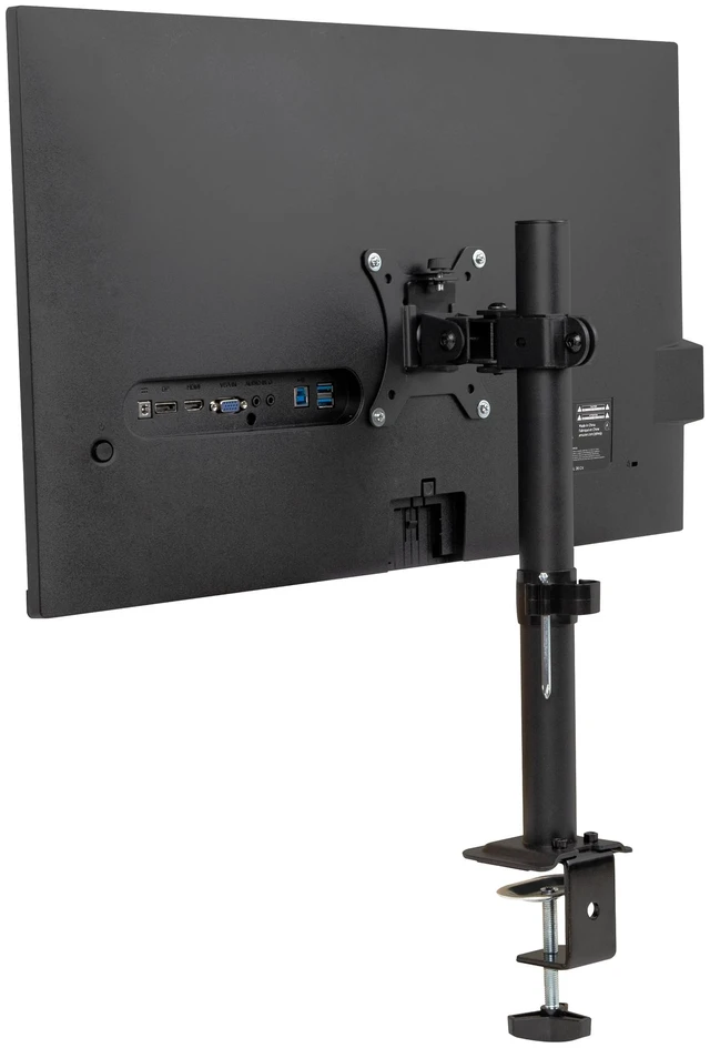 Main image of Single Monitor Desk Mount for 13"-32" Screens, VESA 75x75/100x100, 180° Rotation, ±90° Swivel, ±45° Tilt, 17.6 lb Load Capacity, Cable Management, Quick Release, Black