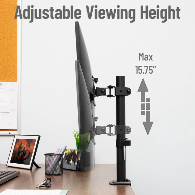 Alt view image 5 of 7 - Single Monitor Desk Mount for 13"-32" Screens, VESA 75x75/100x100, 180° Rotation, ±90° Swivel, ±45° Tilt, 17.6 lb Load Capacity, Cable Management, Quick Release, Black