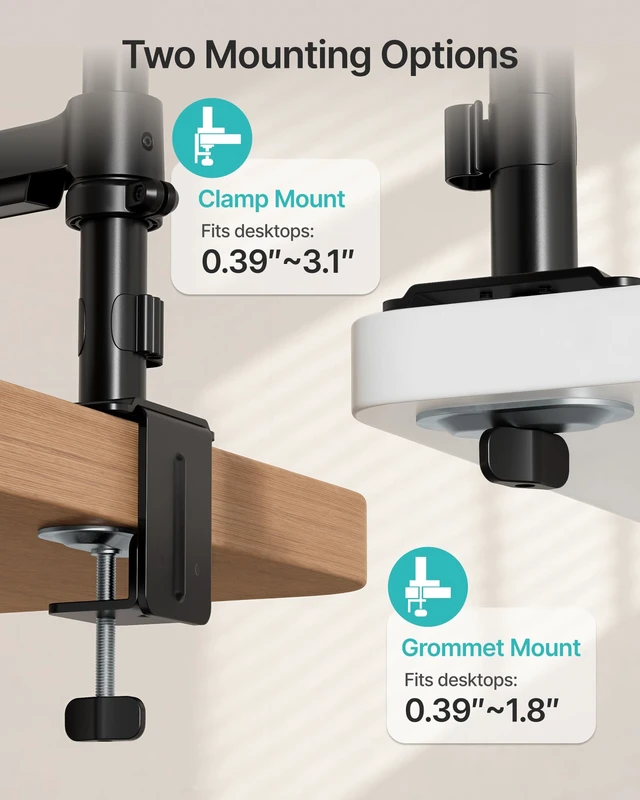 Alt view image 5 of 7 - Single Monitor Arm for 17-32 Inch Screens, Holds up to19.8 lbs | Desk Monitor Mount with Clamp and Grommet Base,Mechanical Spring Monitor Stand,Full Motion Monitor Arms for Home Office