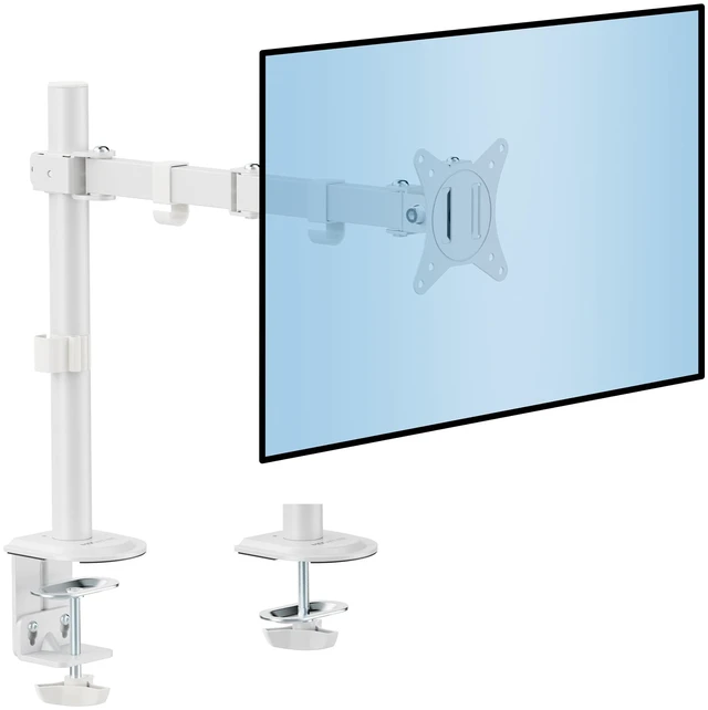 Main image of Single Monitor Arm Desk Mount, 17-32 Inch Screens, VESA 100x100mm Full Motion Tilt Swivel Rotate, Holds up to 19.8 lbs, C-Clamp & Grommet Base, Cable Management, Home & Office Monitor Stand