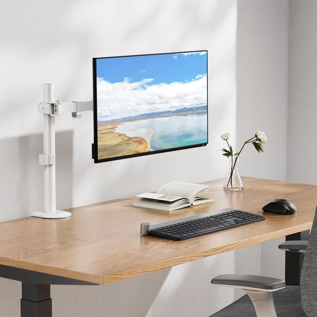 Alt view image 6 of 7 - Single Monitor Arm Desk Mount, 17-32 Inch Screens, VESA 100x100mm Full Motion Tilt Swivel Rotate, Holds up to 19.8 lbs, C-Clamp & Grommet Base, Cable Management, Home & Office Monitor Stand