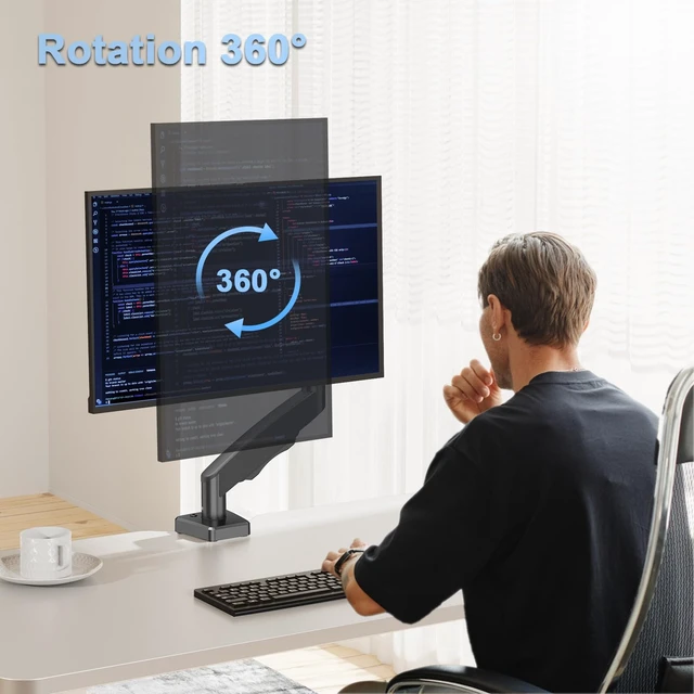 Alt view image 2 of 7 - Single Monitor Mount Arm Fits up to 32 ", Holds 4.4-19.8lbs | Single Desk Mount, Full Motion Monitor Desk Mount, VESA Mount 75x75, 100x100