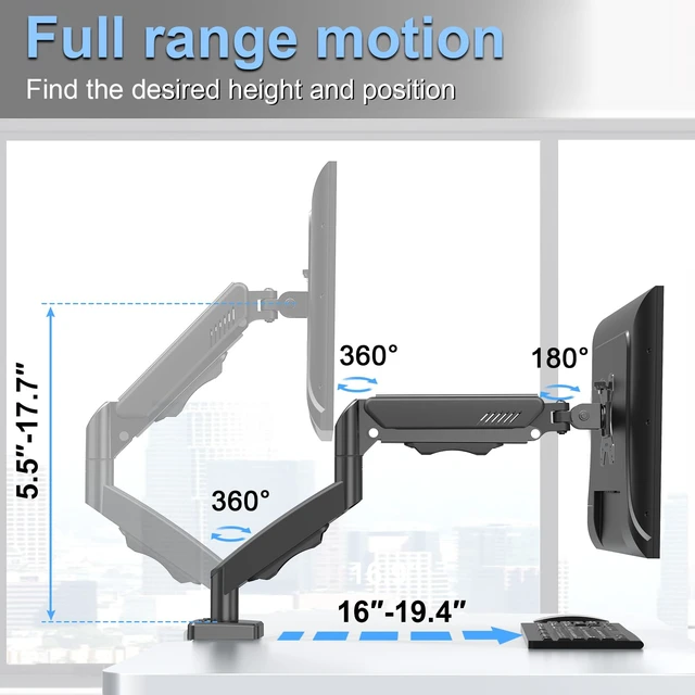 Alt view image 7 of 7 - Single Monitor Mount Arm Fits up to 32 ", Holds 4.4-19.8lbs | Single Desk Mount, Full Motion Monitor Desk Mount, VESA Mount 75x75, 100x100