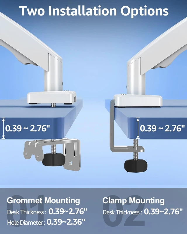 Alt view image 6 of 7 - Single Monitor Mount for 32 27 24 22 inch Screen, Monitor Arm Holds 4.4-22 lbs, Monitor Desk Mount, Gaming & Home Office Use, VESA 75x75mm & 100x100mm, Pro White