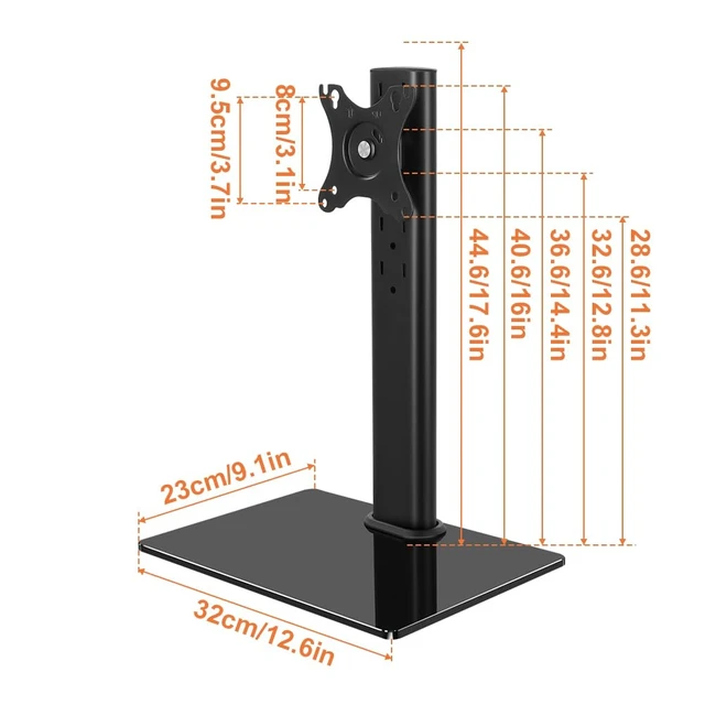 Alt view image 3 of 7 - Single Computer Monitor Stand Free Standing Desk Vesa Mount for 13 inch to 32 inch Screen Height Adjustable Monitor Mount Swivel Vesa 75*75mm/100*100mm Hold up 77Lbs