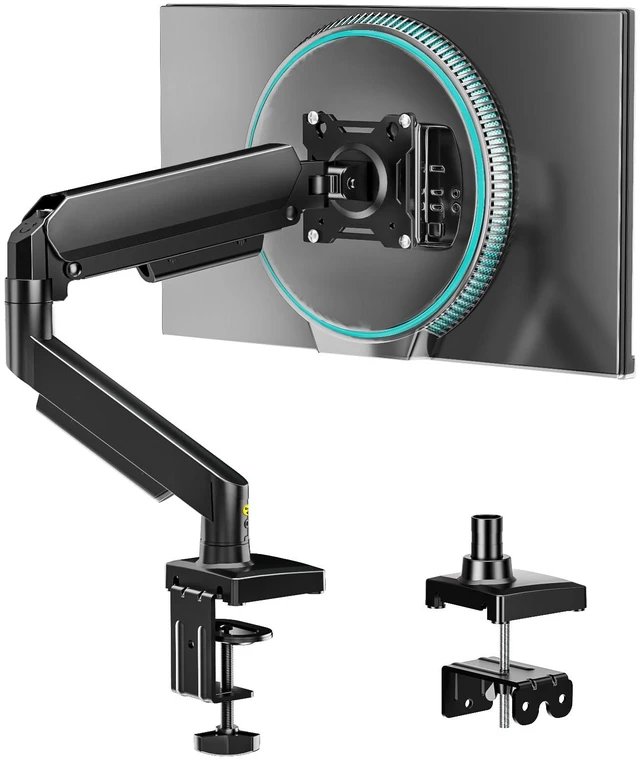 Main image of Single Monitor Arm, Monitor Mount for 17-32 inch Screens Gas Spring Adjustable Monitor Stand, Vesa Mount with Clamp and Grommet Aluminum Base - Fits 4.4 to 22lbs LCD Computer Monitors