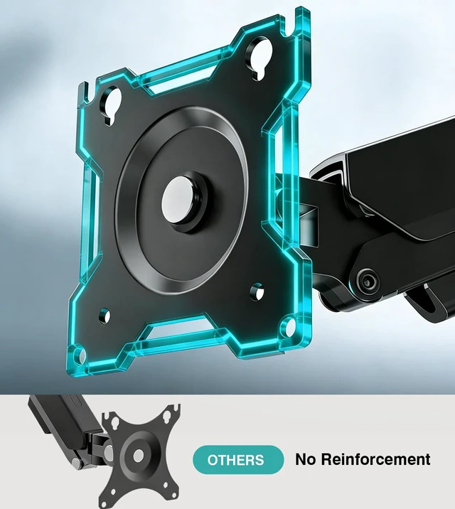 Alt view image 5 of 7 - Single Monitor Arm, Monitor Mount for 17-32 inch Screens Gas Spring Adjustable Monitor Stand, Vesa Mount with Clamp and Grommet Aluminum Base - Fits 4.4 to 22lbs LCD Computer Monitors