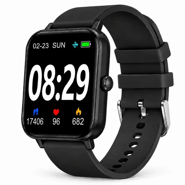 Main image of Smart Watch Fitness Tracker for Men Women with Pedometer Step Counter Tracker for Walking, Heart Rate Monitor, Sleep Monitor, Blood Oxygen, Senior Friendly, IP68 Waterproof