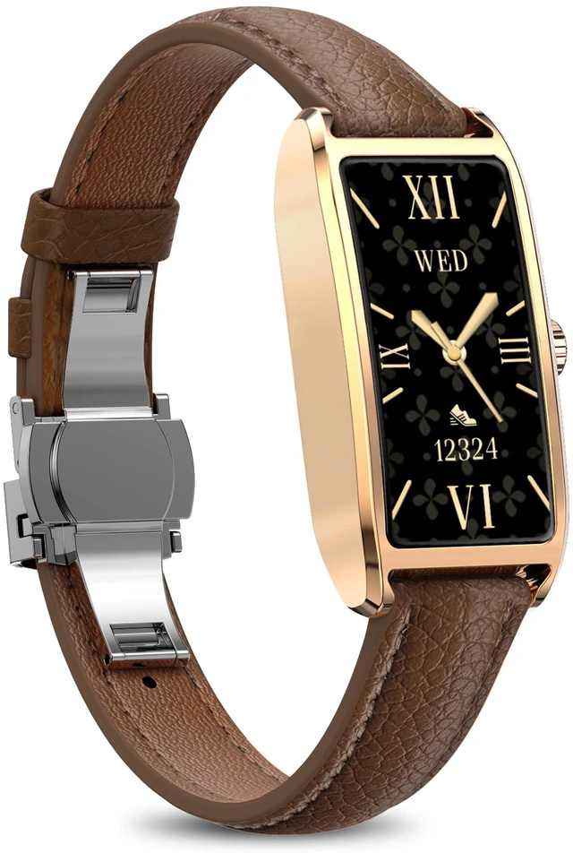 Main image of Elegant Smart Watch for Women AMOLED Fitness Tracker with Leather Band | 24/7 heart rate, sleep and stress insights, 12 sport modes, cycle reminders, IP68 waterproof, up to 7-day battery