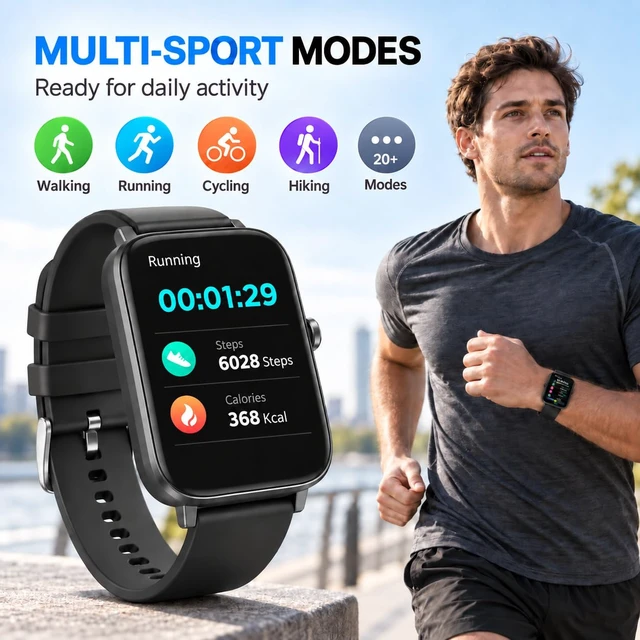 Alt view image 3 of 7 - Smart Watch Fitness Tracker for Men Women with Pedometer Step Counter Tracker for Walking, Heart Rate Monitor, Sleep Monitor, Blood Oxygen, Senior Friendly, IP68 Waterproof