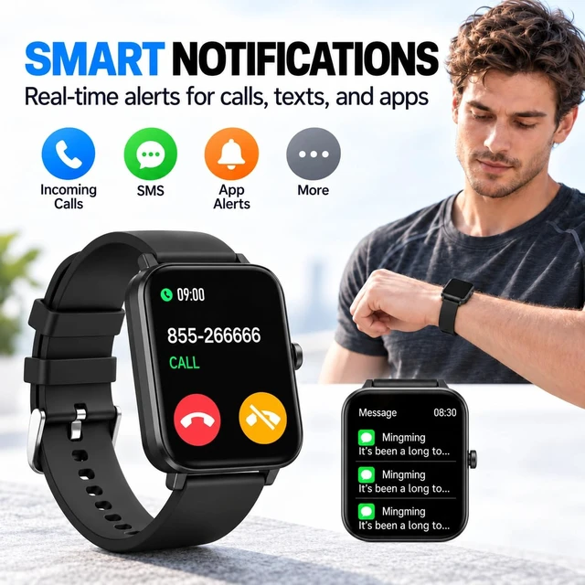 Alt view image 5 of 7 - Smart Watch Fitness Tracker for Men Women with Pedometer Step Counter Tracker for Walking, Heart Rate Monitor, Sleep Monitor, Blood Oxygen, Senior Friendly, IP68 Waterproof
