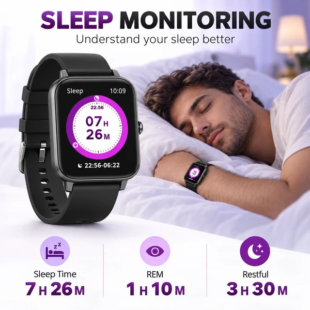 Alt view image 6 of 7 - Smart Watch Fitness Tracker for Men Women with Pedometer Step Counter Tracker for Walking, Heart Rate Monitor, Sleep Monitor, Blood Oxygen, Senior Friendly, IP68 Waterproof