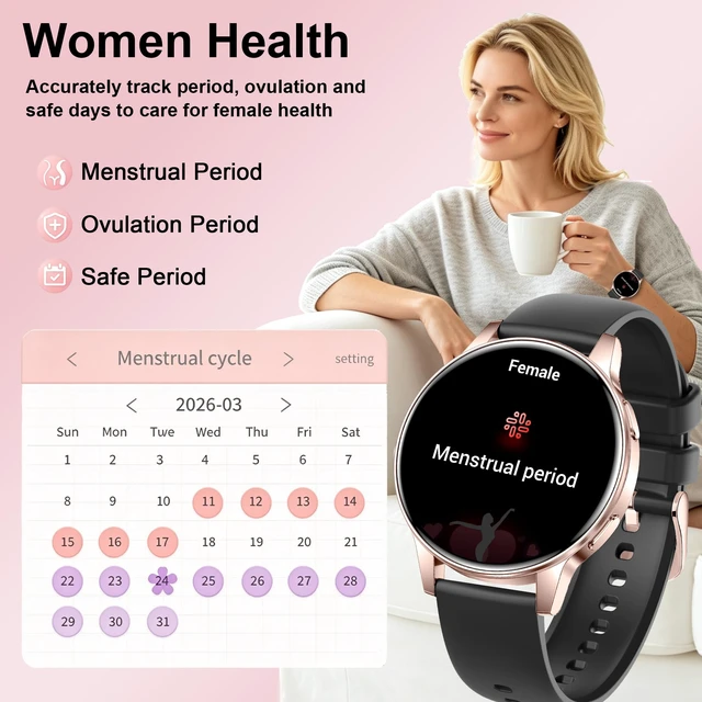 Alt view image 5 of 7 - Smart Watches for Women, 3 Bands, Compatible for Android iPhone | 1.27" HD Smartwatch, Answer/Make Call, IP68 Waterproof, Heart Rate/Sleep Monitor, 110+ Sports Mode, Light Weight, Gifts