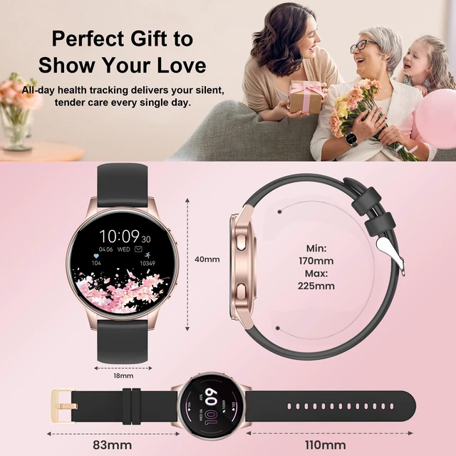 Alt view image 7 of 7 - Smart Watches for Women, 3 Bands, Compatible for Android iPhone | 1.27" HD Smartwatch, Answer/Make Call, IP68 Waterproof, Heart Rate/Sleep Monitor, 110+ Sports Mode, Light Weight, Gifts