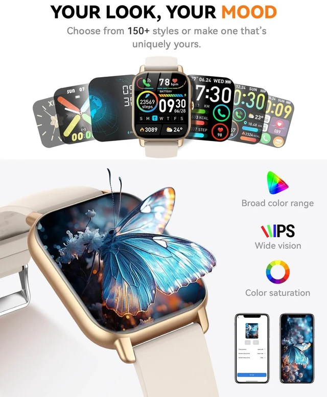Alt view image 5 of 7 - Smart Watches for Men Women, Fitness Tracker with Activity Counter/Sleep Monitor, IP68 Waterproof Smart Watch for Android iPhone iOS Compatible (Champagne Gold, 1.83)