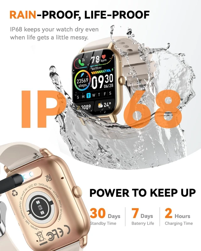 Alt view image 6 of 7 - Smart Watches for Men Women, Fitness Tracker with Activity Counter/Sleep Monitor, IP68 Waterproof Smart Watch for Android iPhone iOS Compatible (Champagne Gold, 1.83)