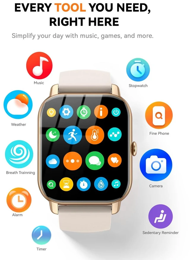 Alt view image 7 of 7 - Smart Watches for Men Women, Fitness Tracker with Activity Counter/Sleep Monitor, IP68 Waterproof Smart Watch for Android iPhone iOS Compatible (Champagne Gold, 1.83)