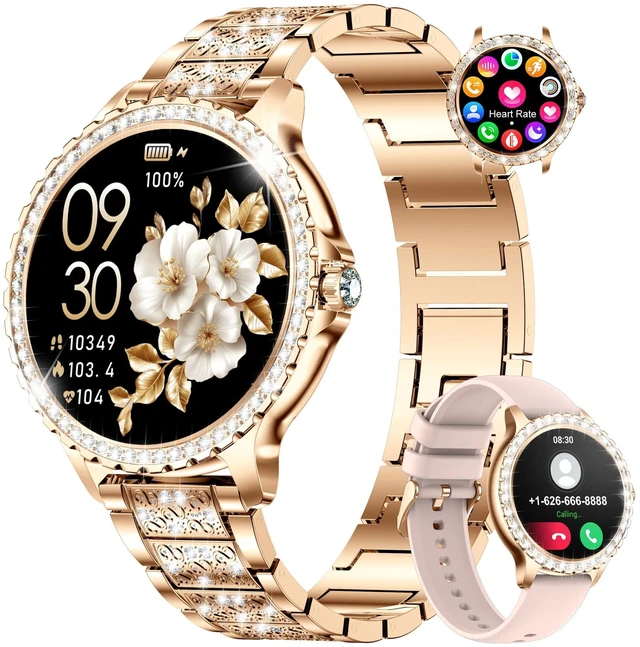 Main image of Smart Watches for Women,1.32" HD Fitness Tracker Watch with Answer/Make Call,AI Voice Control,Heart Rate/Calories/SpO2 Monitor 100+ Sport Modes Ladies Smart Watch for Android iOS (Gold)