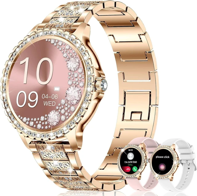 Main image of Smart Watches for Women(Make/Answer Call) with Diamond:1.32" Fitness Tracker Watch for HR/Blood Pressure/SpO2/Sleep Monitor,Digital Running Watches for Women Android/iOS,3 Strips