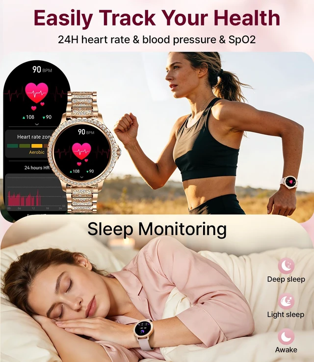 Alt view image 5 of 7 - Smart Watches for Women,1.32" HD Fitness Tracker Watch with Answer/Make Call,AI Voice Control,Heart Rate/Calories/SpO2 Monitor 100+ Sport Modes Ladies Smart Watch for Android iOS (Gold)