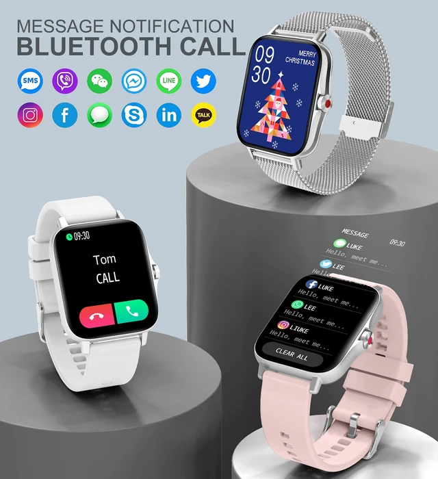 Alt view image 2 of 6 - Smart Watches for Women(Answer/Make Call), Smart Watch for Android Phones iPhone, 1.7" HD Full Touch Screen Waterproof Watches Fitness Tracker with Heart Rate Sleep Steps Monitor Gifts for Women