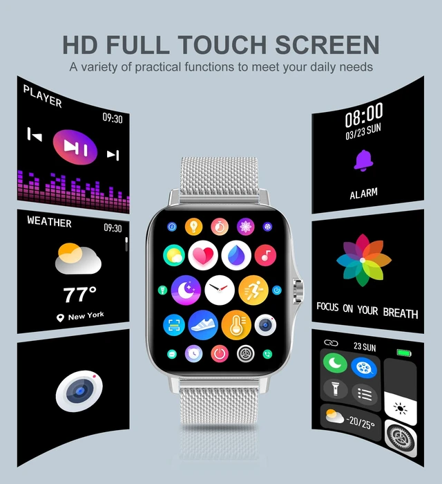 Alt view image 6 of 6 - Smart Watches for Women(Answer/Make Call), Smart Watch for Android Phones iPhone, 1.7" HD Full Touch Screen Waterproof Watches Fitness Tracker with Heart Rate Sleep Steps Monitor Gifts for Women