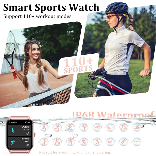 Alt view image 6 of 7 - Smart Watch Women Men, 1.85" Reloj Inteligente para mujer hombre, Make/ Answer Call, Health Monitor/Blood Pressure, 110+ Sports Modes, Voice Control, IP68 Waterproof Compatible with Android & iPhone