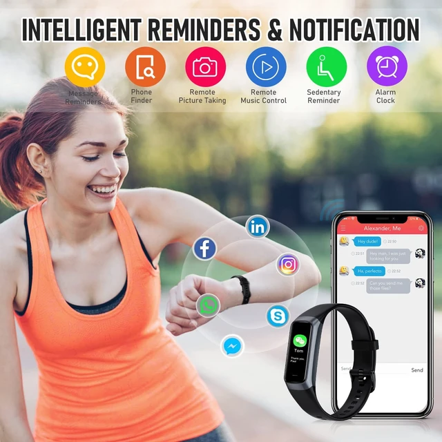 Alt view image 6 of 6 - Fitness Tracker, Activity Trackers with 24/7 Heart Rate Blood Pressure Sleep Monitor, 1.10" AMOLED Touch Screen Step Counter, Waterproof Smart Watch Health Pedometer for Women Men