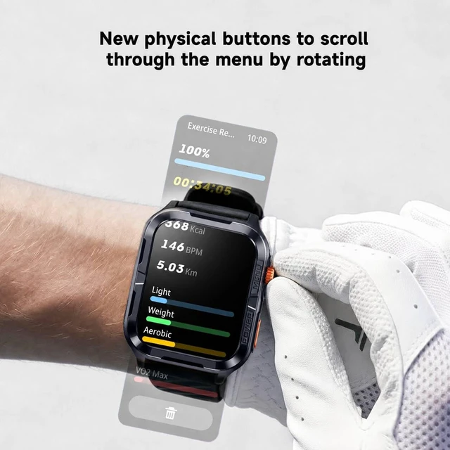 Alt view image 6 of 7 - GPS Smart Watch for Men with ChatGPT, Compass & Flashlight/2 Straps | 12-Day Battery/IP68 Waterproof/Bluetooth Calling/Health Monitor/120+ Sports,1.83" HD Fitness Tracker for iPhone/Android