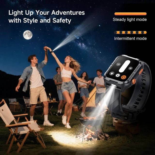 Alt view image 7 of 7 - GPS Smart Watch for Men with ChatGPT, Compass & Flashlight/2 Straps | 12-Day Battery/IP68 Waterproof/Bluetooth Calling/Health Monitor/120+ Sports,1.83" HD Fitness Tracker for iPhone/Android