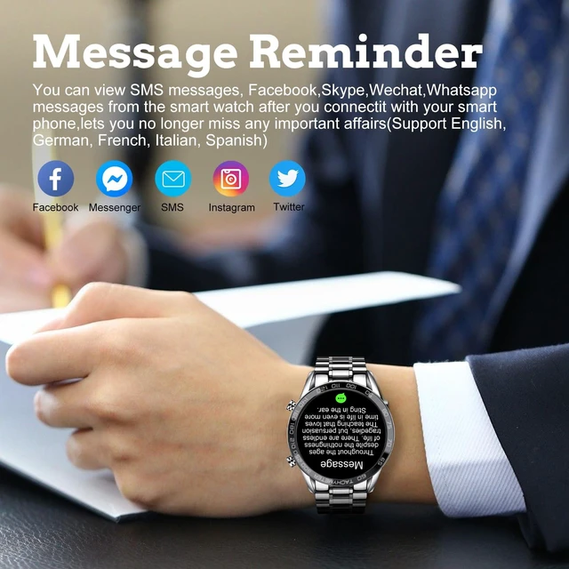 Alt view image 7 of 7 - Men Smart Watch for Android iOS, Bluetooth Calls Voice Chat with Heart Rate/Sleep Monitor Fitness Tracker, 1.3" Full Touch Screen IP67 Waterproof Stainless Steel Activity Tracker for Men