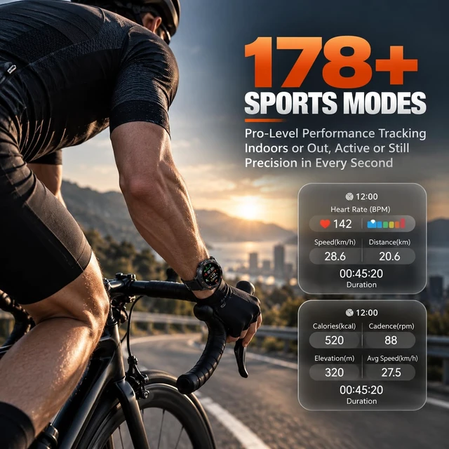 Alt view image 6 of 7 - Rugged Smart Watch for Men, 1.43" AMOLED 5ATM Waterproof, 2 Bands | Bluetooth Calling, Fitness Tracker, 15-Day Battery, 178+ Sports Modes, Heart Rate, Sleep & SpO2 Monitor, For Android & iPhone