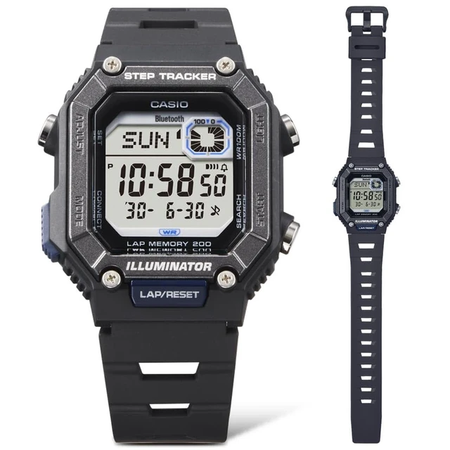Alt view image 3 of 4 - WS-B1000 Series | Men's Digital Watch | (Black) | 100M WR | Step Tracker | LED Illuminator | 100 SEC Chronograph | Daily Alarm | 2-Year Battery