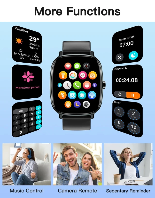 Alt view image 7 of 7 - Smart Watch for Men Women with GPS Built-in Answer/Make Call Black | 1.95" HD, for iPhone/Android Phones, Fitness Tracker Heart Rate/Sleep Monitor, Step/Calories Counter 100+ Sport, Waterproof