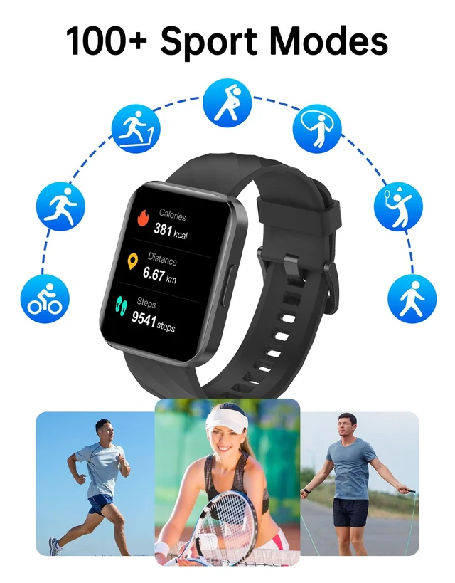 Alt view image 2 of 7 - Smart Watch with Bluetooth Calling, 1.8 Inch HD Touch Screen, Pedometer, Sleep Tracking, Notification, IP68 Waterproof, Fitness Tracker for Women and Men