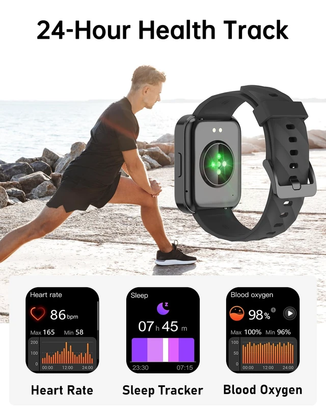 Alt view image 4 of 7 - Smart Watch with Bluetooth Calling, 1.8 Inch HD Touch Screen, Pedometer, Sleep Tracking, Notification, IP68 Waterproof, Fitness Tracker for Women and Men