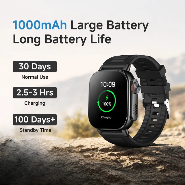 Alt view image 2 of 7 - Smart Watch for Men Women (Answer/Make Call) - 2.01" Activity Tracker | Heart Rate/Sleep/SpO2 Monitor/IP68 Waterproof /110+ Sport Modes/100 Days Extra-Long Battery Life for Android/iOS - 2 Straps