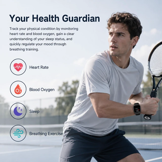 Alt view image 6 of 7 - Smart Watch for Men Women (Answer/Make Call) - 2.01" Activity Tracker | Heart Rate/Sleep/SpO2 Monitor/IP68 Waterproof /110+ Sport Modes/100 Days Extra-Long Battery Life for Android/iOS - 2 Straps