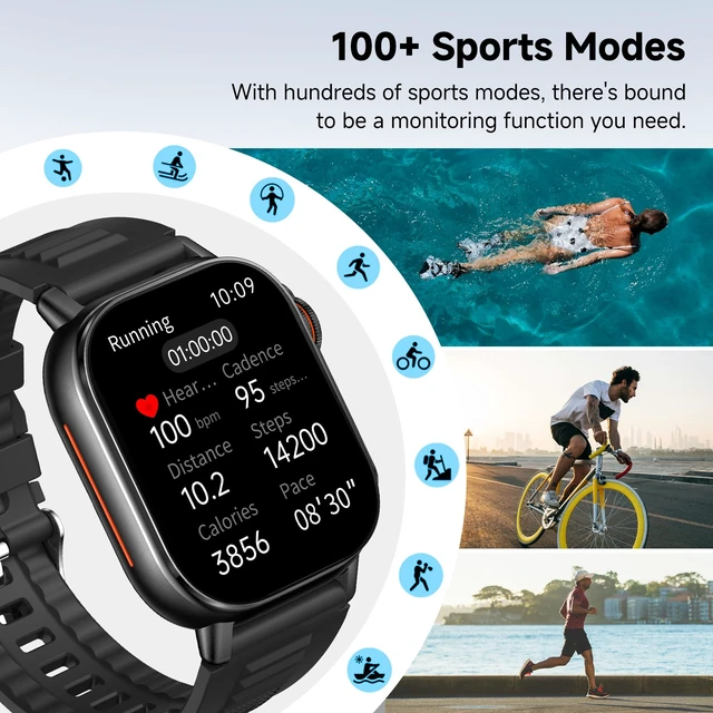 Alt view image 7 of 7 - Smart Watch for Men Women (Answer/Make Call) - 2.01" Activity Tracker | Heart Rate/Sleep/SpO2 Monitor/IP68 Waterproof /110+ Sport Modes/100 Days Extra-Long Battery Life for Android/iOS - 2 Straps