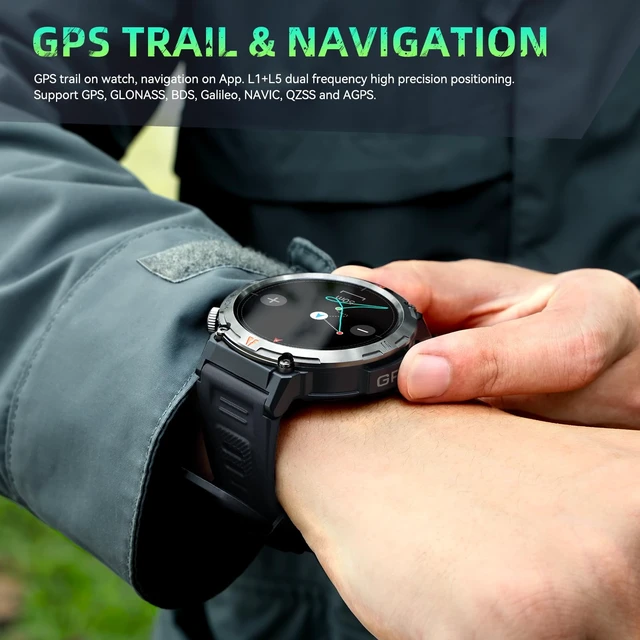 Alt view image 3 of 7 - Military Smart Watches for Men Built-in GPS 3ATM Waterproof LED Flashlight 1.45" Rugged Tactical Smartwatch with Compass110+ Sports Modes Fitness Tracker with HR/SPO2/Sleep Monitor for iPhone Android