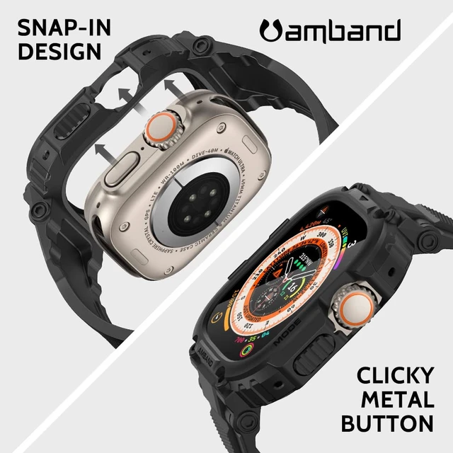 Alt view image 5 of 7 - Bands Case Screen Protector Compatible with Apple Watch Ultra 4/3/2/1 49mm for Men, M1 Sport Rugged Cover Strap and 9H Tempered Glass, Military Protective Bumper for iWatch 49 mm Men Black