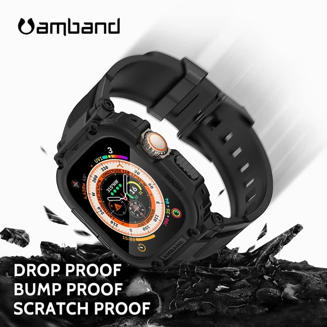 Alt view image 4 of 7 - Bands Case Screen Protector Compatible with Apple Watch Ultra 4/3/2/1 49mm for Men, M1 Sport Rugged Cover Strap and 9H Tempered Glass, Military Protective Bumper for iWatch 49 mm Men Black